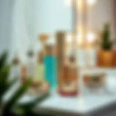 Skincare Products for Radiant Skin Elegant skincare products arranged on a vanity