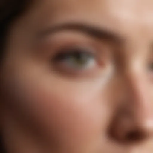 A close-up view of a woman's forehead showing visible wrinkles