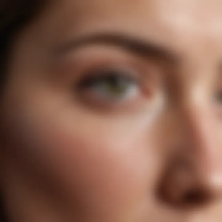 A close-up view of a woman's forehead showing visible wrinkles