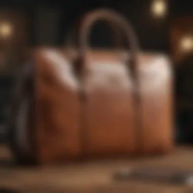 Timeless Elegance: A Leather Laptop Bag Elegant leather laptop bag with intricate stitching and modern design