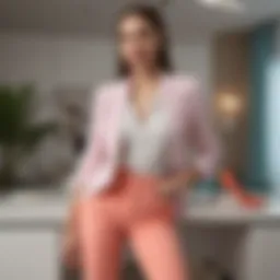 Stylish summer office outfit featuring light fabrics and vibrant colors