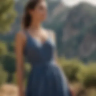 Casual sundress set against a scenic outdoor backdrop