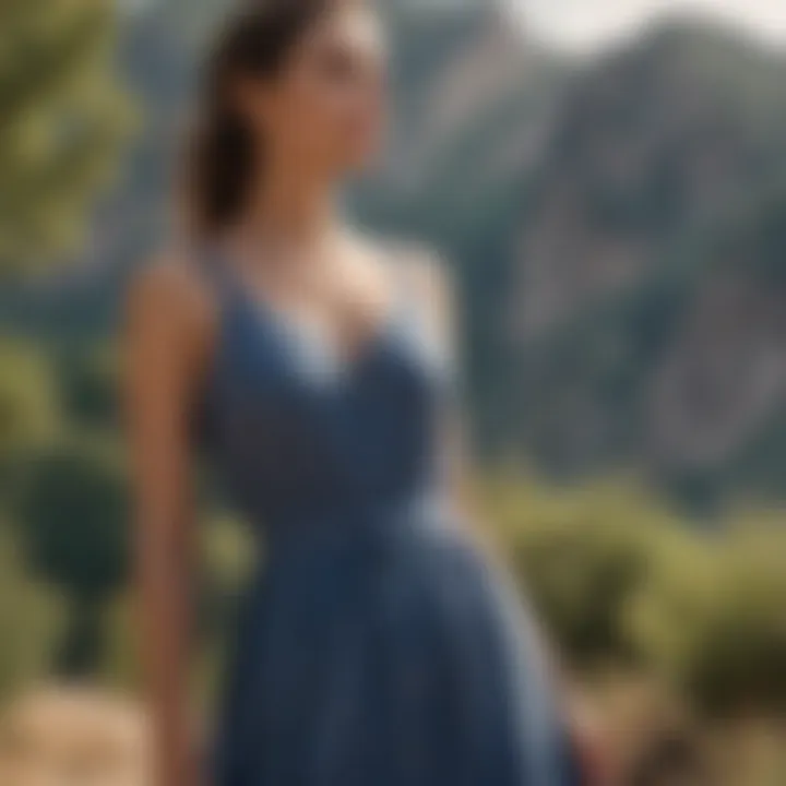 Casual sundress set against a scenic outdoor backdrop