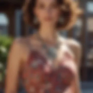 Accessorized Sundress Look Stylish accessorized sundress with statement jewelry