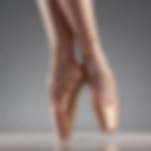 Close-up of ballet shoes showcasing their supportive structure