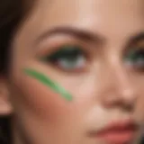 A vibrant green liquid liner elegantly applied on a model's eyes