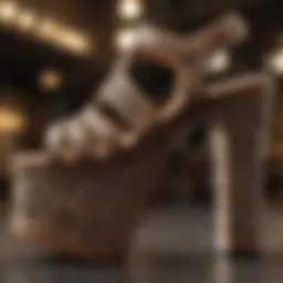Elegant platform sandals showcasing intricate design patterns