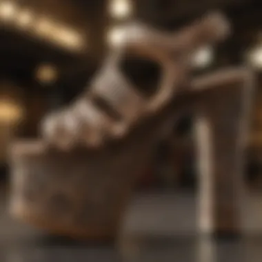 Intricate Design of Platform Sandals Elegant platform sandals showcasing intricate design patterns