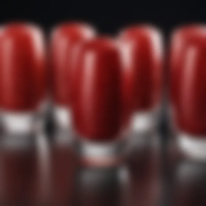 A spectrum of sparkling red shades displayed artistically