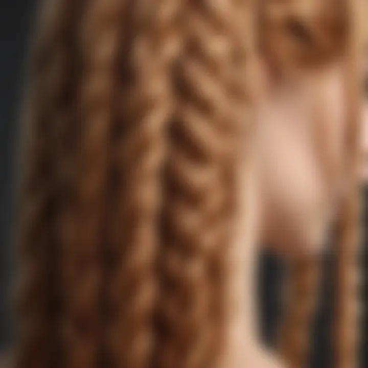 A close-up of strawberry blond hair with intricate braids.