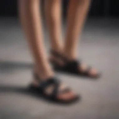 Minimalist Style of Black Flat Sandals Elegant design of black flat sandals highlighting their minimalist style
