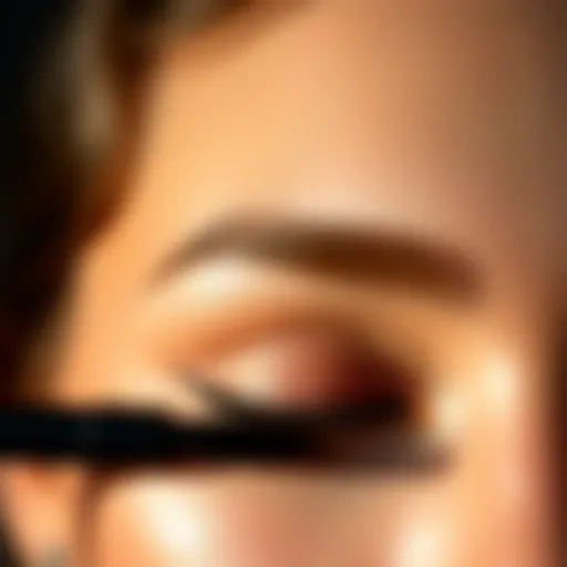 Close-up of elegant lower waterline eyeliner application