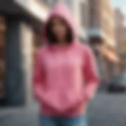 A stylish athleisure hoodie displayed in a modern urban setting