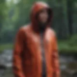Lightweight rain jacket in an outdoor setting