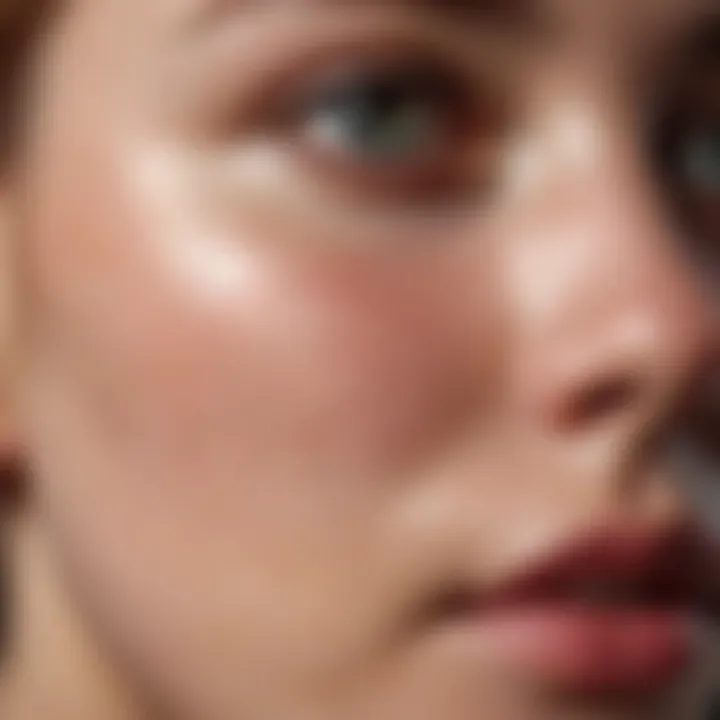 Close-up view of a skin texture after chemical peel treatment