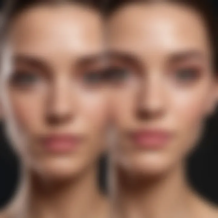 Before and after using concealer on fair skin