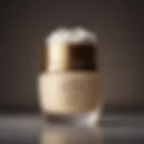 A close-up of a cream jar with a smooth texture