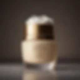 A close-up of a cream jar with a smooth texture
