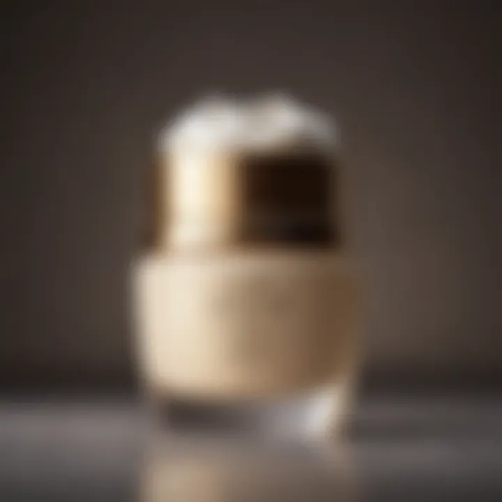 A close-up of a cream jar with a smooth texture