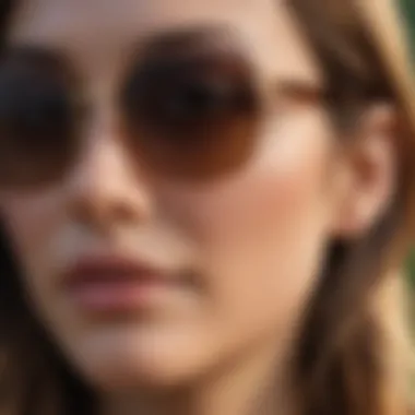 Square face wearing sunglasses that highlight angular features