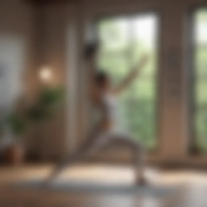 Person engaging in a yoga session at home