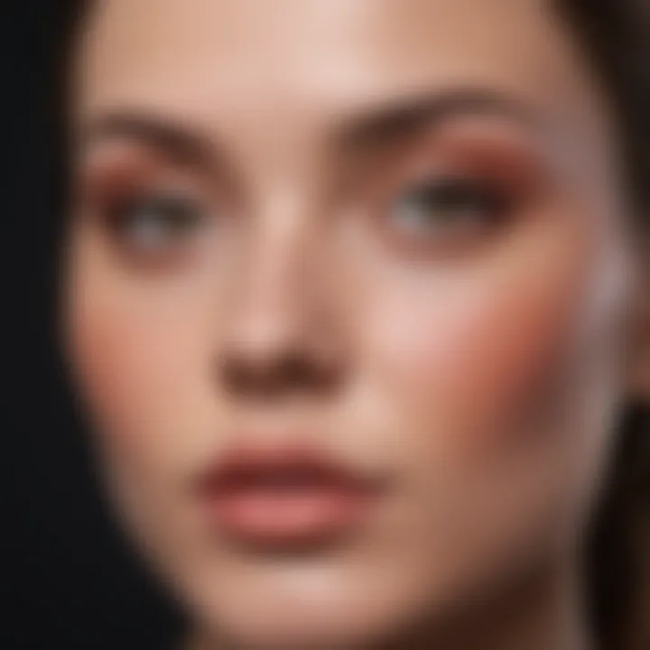 A close-up of a model's complexion highlighting the effect of blush on skin undertones.