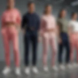A stylish selection of joggers displayed on a rack