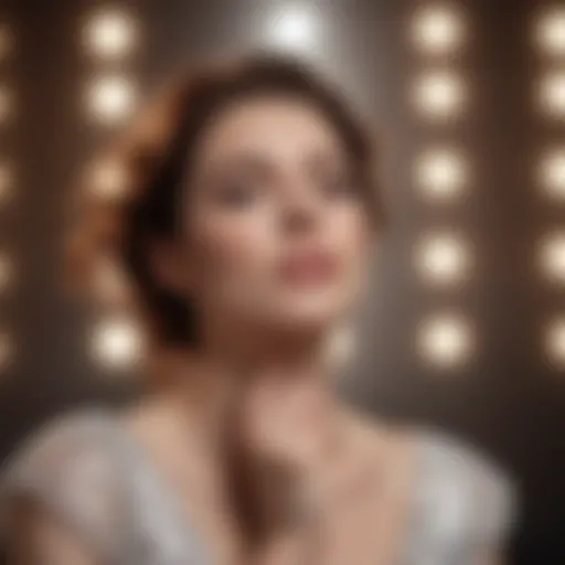 An actor in a dramatic pose conveying deep emotion on stage