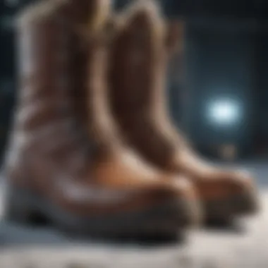 Close-up of durable materials used in high-quality winter boots