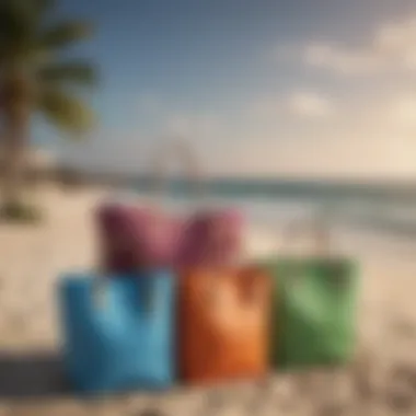 Diverse Styles of Beach Totes Tote bags arranged by style and functionality