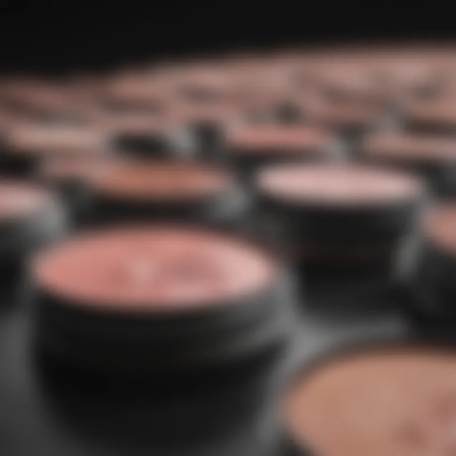 Variety of blush formulas arranged aesthetically