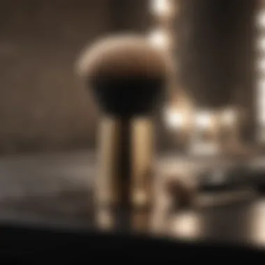 A pristine makeup brush resting on a chic vanity Clean makeup brush on a stylish vanity