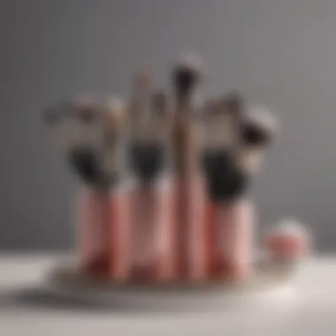 An elegant display of supplies for cleaning makeup brushes Elegant setup for brush cleaning supplies