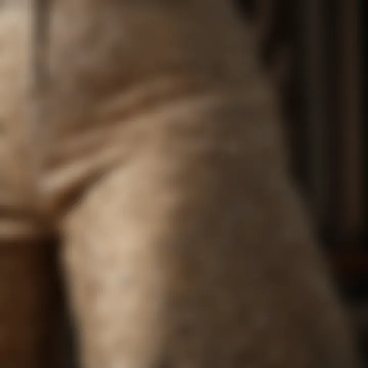A close-up of the intricate fabric texture of palazzo pants.