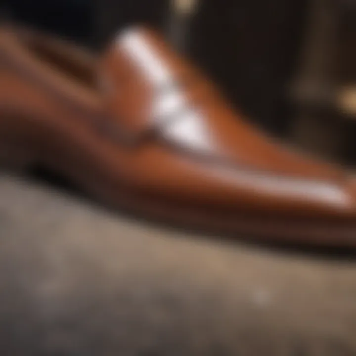 Close-up of craftsmanship in penny loafers