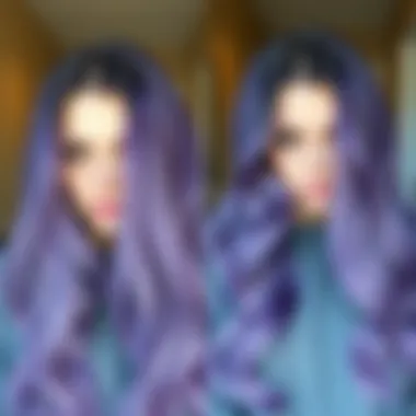 Before and after hair color transformation with purple shampoo