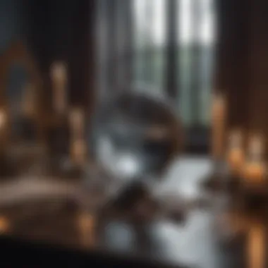 Creating a Space for Self-Reflection A serene setting for tarot reading, with candles and a crystal ball