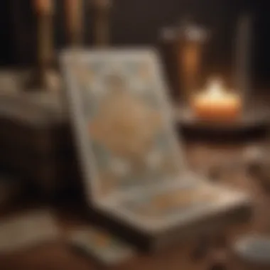 Decoding Tarot Interpretations An open book displaying tarot card meanings