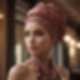Elegant tube head wrap styled in a modern fashion setting