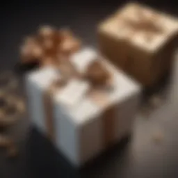 A beautifully wrapped gift box with a heartfelt note on top, symbolizing thoughtful giving.