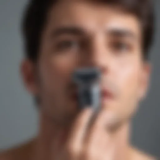 Close-up of a premium electric shaver designed for sensitive skin.
