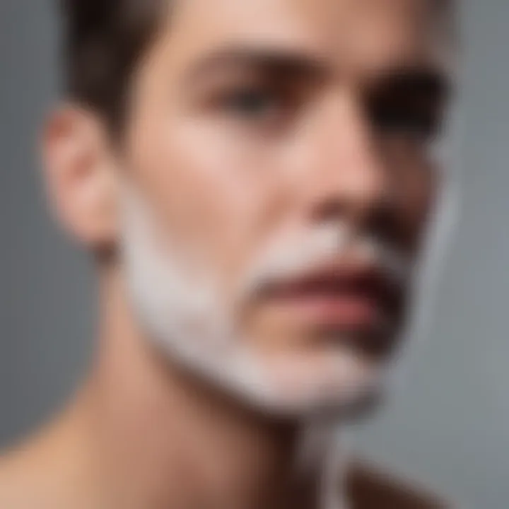 User demonstrating proper shaving techniques for sensitive skin care.