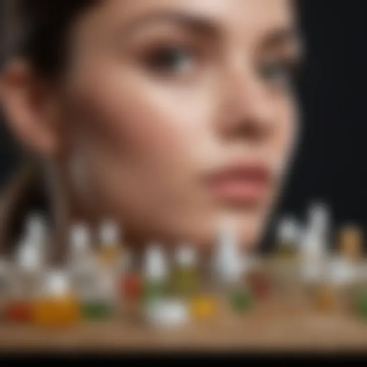 An assortment of natural ingredients used in face serums