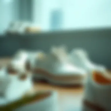 Eco-Conscious White Footwear Options Sustainable white shoes displayed with eco-friendly materials