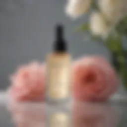 Trish McEvoy serum bottle elegantly arranged with floral accents