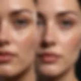 Close-up of skin texture before and after peel treatment