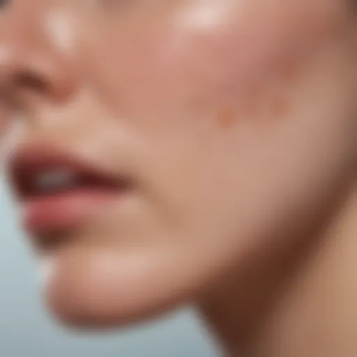 Close-up of chin acne showing various types of blemishes and irritation
