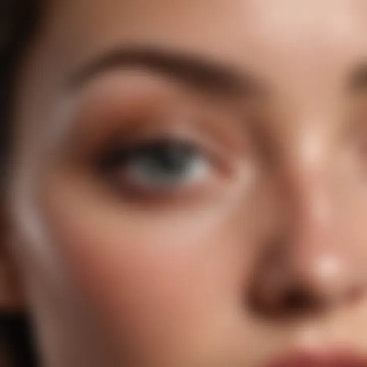 Close-up view of dark circles under eyes highlighting skin texture