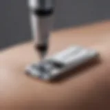 Close-up view of a dermaplane tool showcasing its sharp edge and ergonomic design for effective exfoliation.