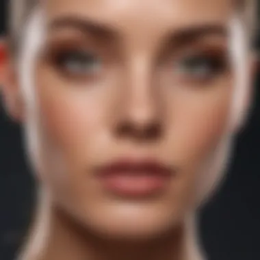 A close-up shot of flawless skin appearance enhanced by foundation.